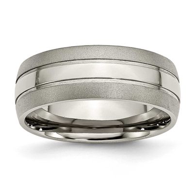 8mm Grooved Band Titanium Brushed and Polished, TB191-14.5, 886774427478