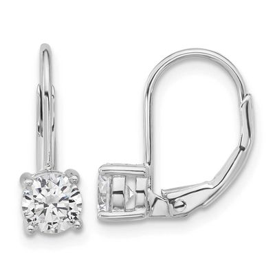5mm CZ 2 Stone Leverback Earrings Sterling Silver Rhodium-plated, QSH132, 196904348673
