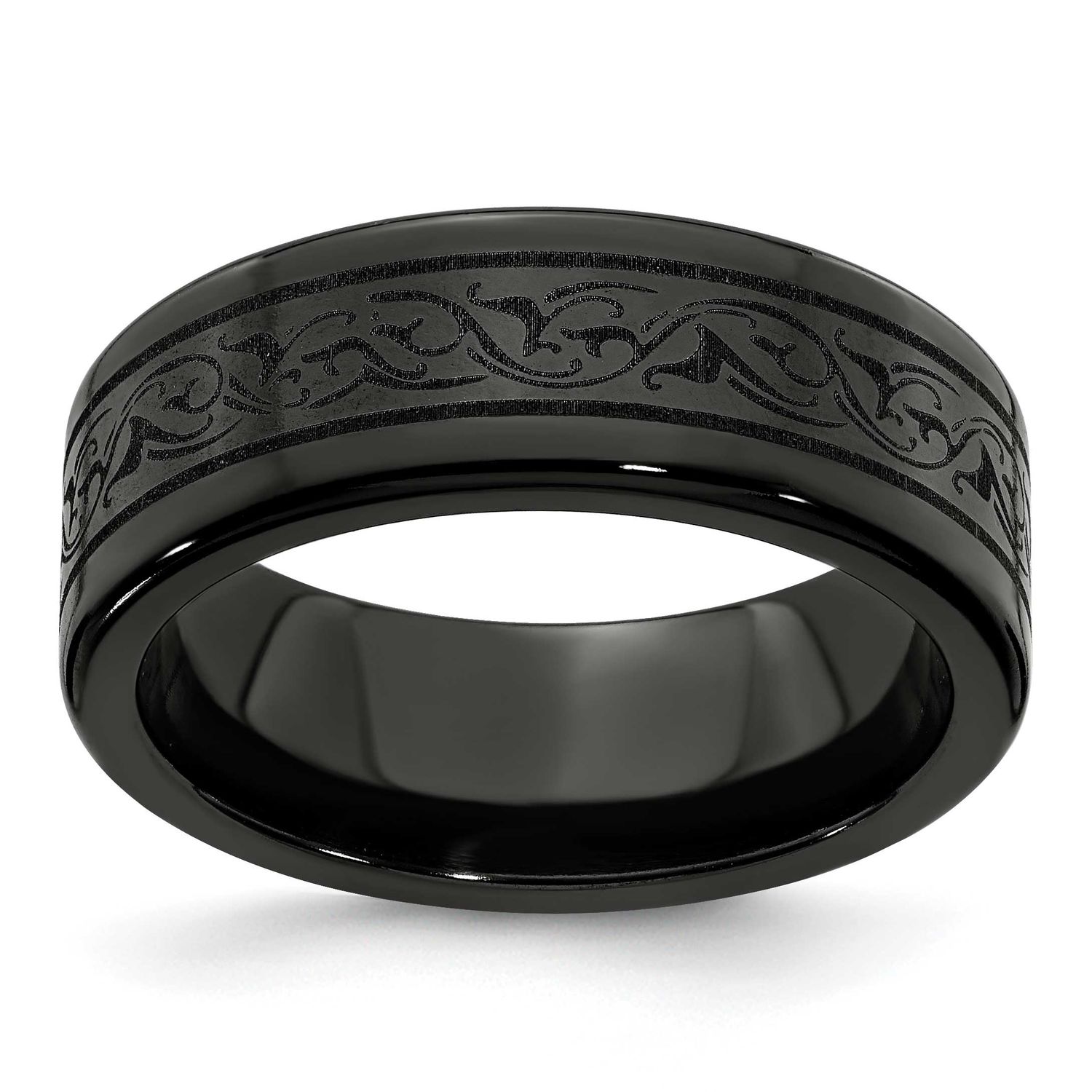 Edward Mirell Black Ti Laser 8mm Band Titanium, EMR126-13, 614664188433