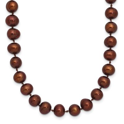 6-7mm Brown Near-Round Freshwater Cultured Pearl 18 inch Necklace Sterling Silver Rhodium-plated, Q