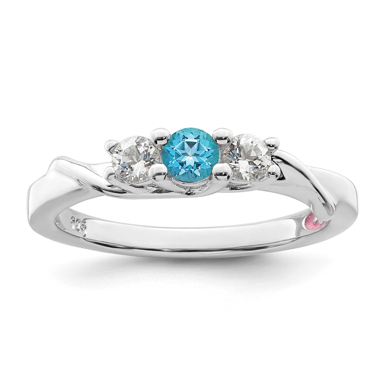 Survivor Collection White and Blue Topaz Joanna Ring Sterling Silver Rhodium-plated, SV239SSB-7,