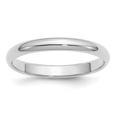 3mm Half-Round Ring Sterling Silver Rhodium-plated, QWH030RH-5,