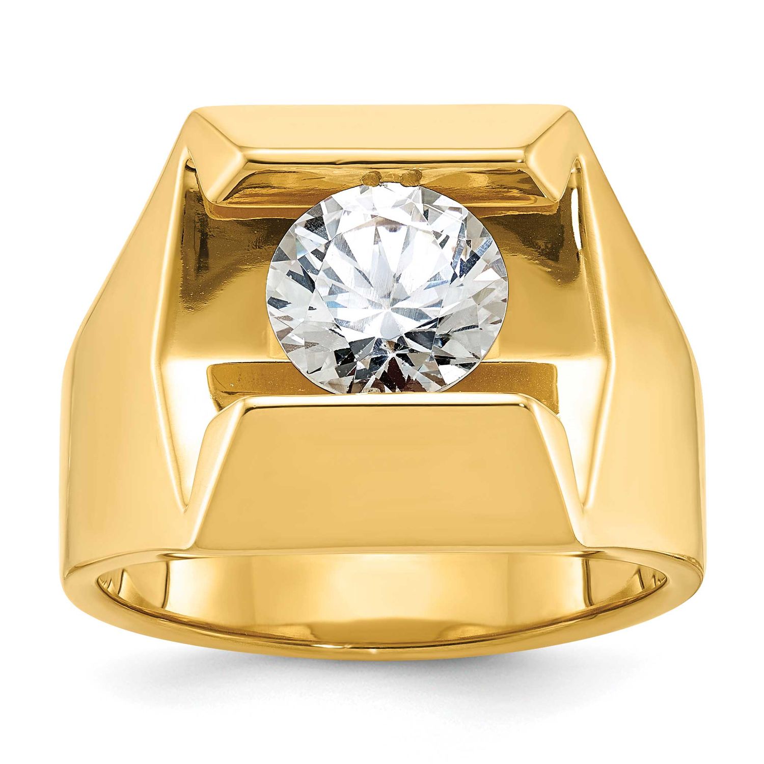 IBGoodman Men&#39;s Polished and Satin Complete Lab Grown VS/SI FGH Diamond Ring 14k Gold, B56959-4YLG,