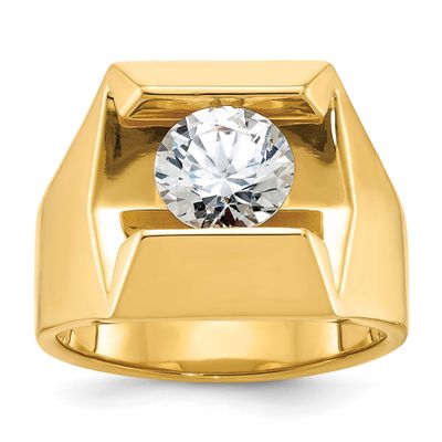 IBGoodman Men&#39;s Polished and Satin Complete Lab Grown VS/SI FGH Diamond Ring 14k Gold, B56959-4YLG,