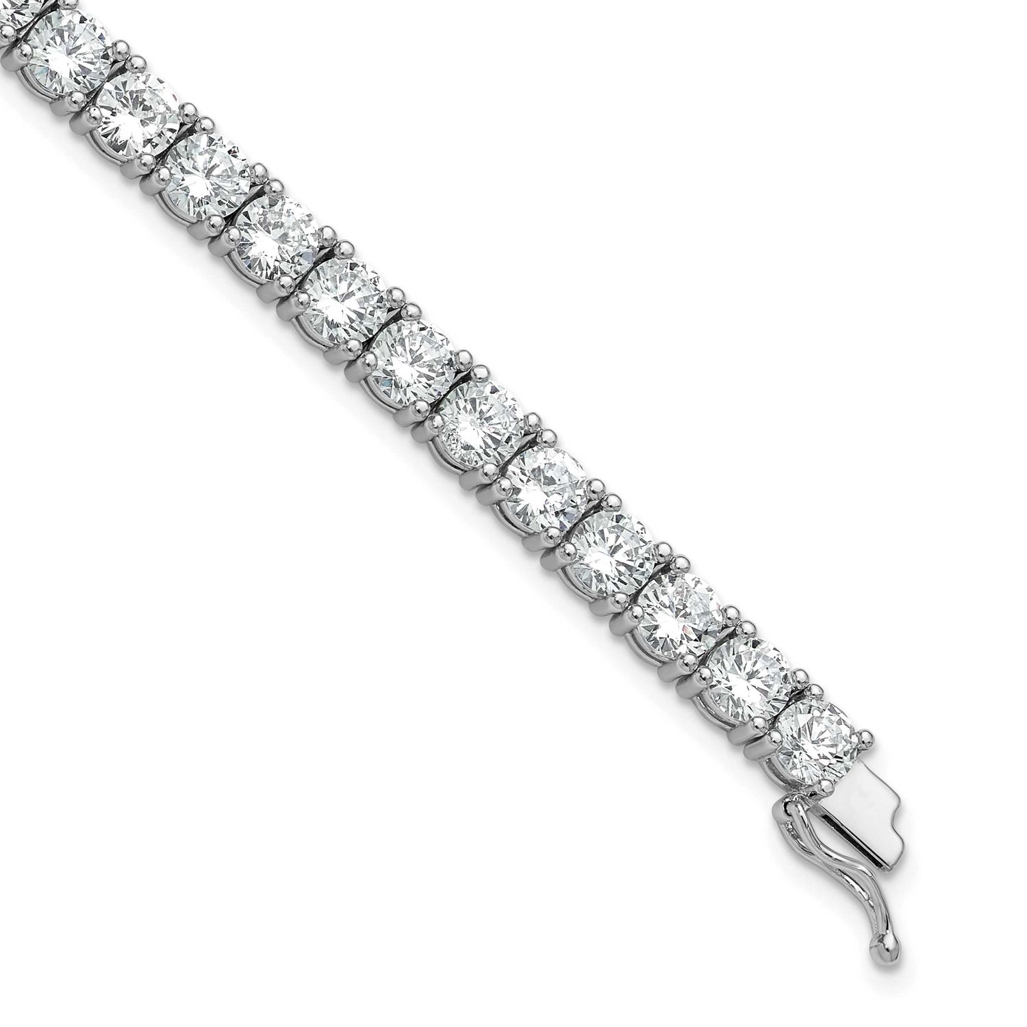 5mm CZ 34 Stone 7 inch Bracelet Sterling Silver Rhodium-plated, QSH183-7, 196904313923