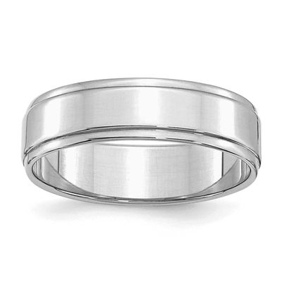 6mm Flat Step Edge Ring Sterling Silver Rhodium-plated, QWFE060RH-13.5,