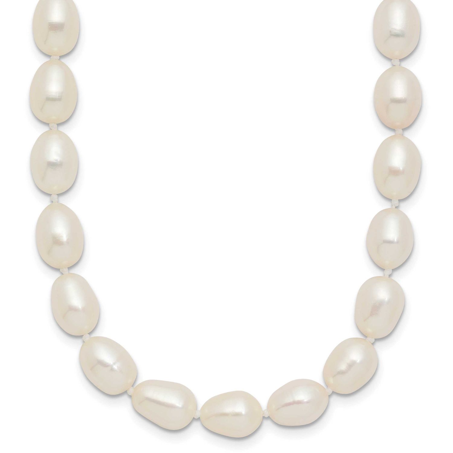 7-8mm White Rice Freshwater Cultured Pearl 20 inch Necklace 14k Gold, XF525-20,
