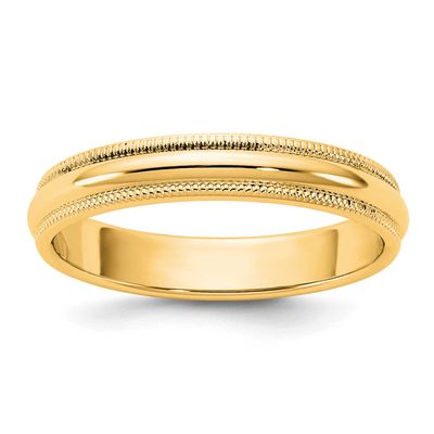 3.5mm Milgrain Half Round Band 14k Gold, M035-4,