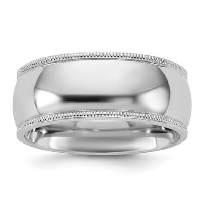 8mm Milgrain Comfort Fit Band 14k White Gold, WMC080-9,