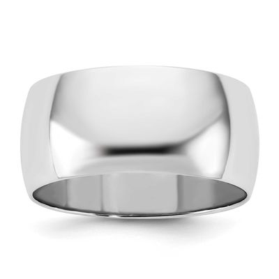 9mm Half Round Band 14k White Gold, WHR090-10.5,