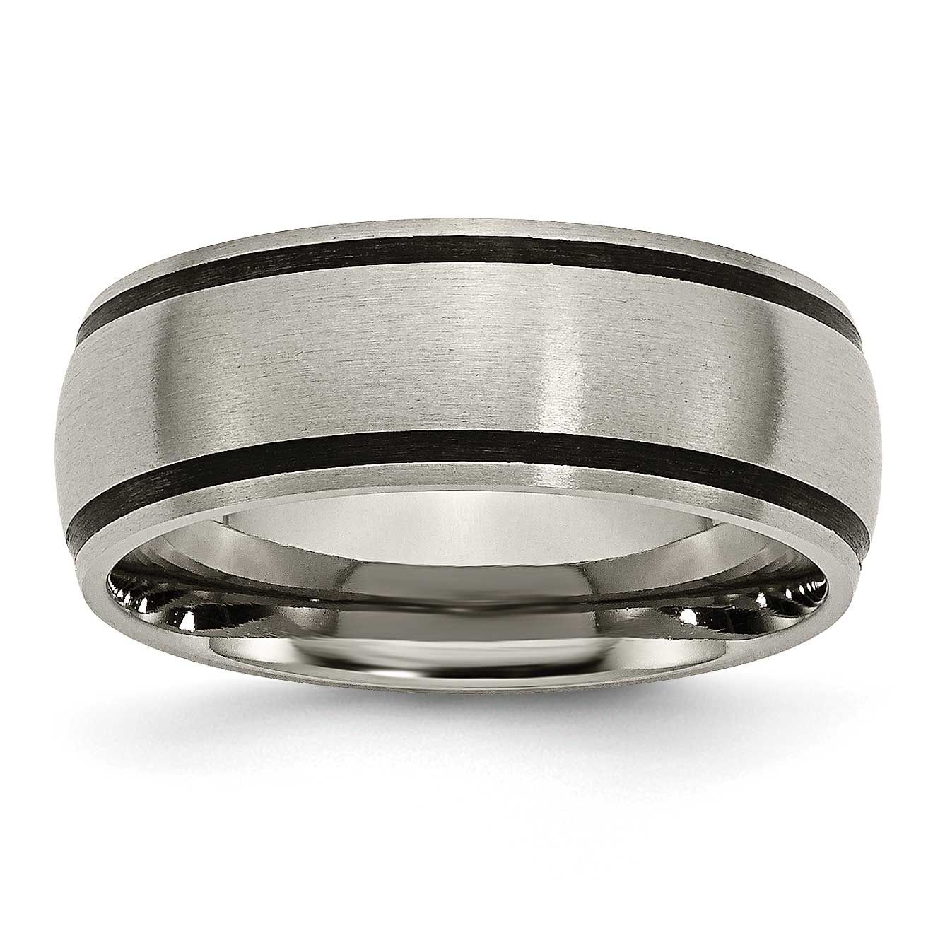 Black Rubber 8mm Band Titanium Brushed, TB184-13, 883957790886