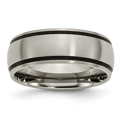 Black Rubber 8mm Band Titanium Brushed, TB184-13, 883957790886