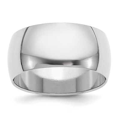 10mm Half-Round Ring Sterling Silver Rhodium-plated, QWH100RH-5.5,