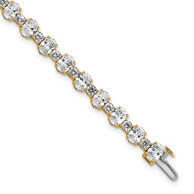 Lab Grown Diamond VS/SI FGH Round Oval Tennis Bracelet 14k Gold, BM11026-LG,