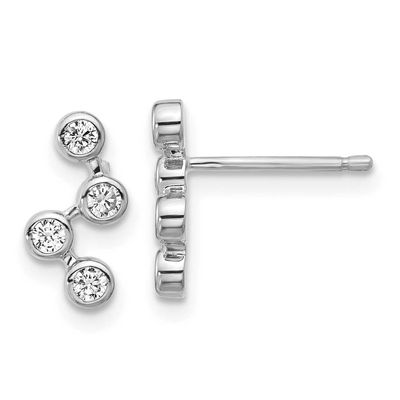 Cheryl M Polished Multi Bezel Set CZ Post Earrings Sterling Silver Rhodium-plated, QCM1747, 1969042