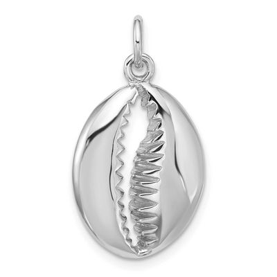 Polished Cowrie Shell Pendant Sterling Silver Rhodium-plated, QP5911,