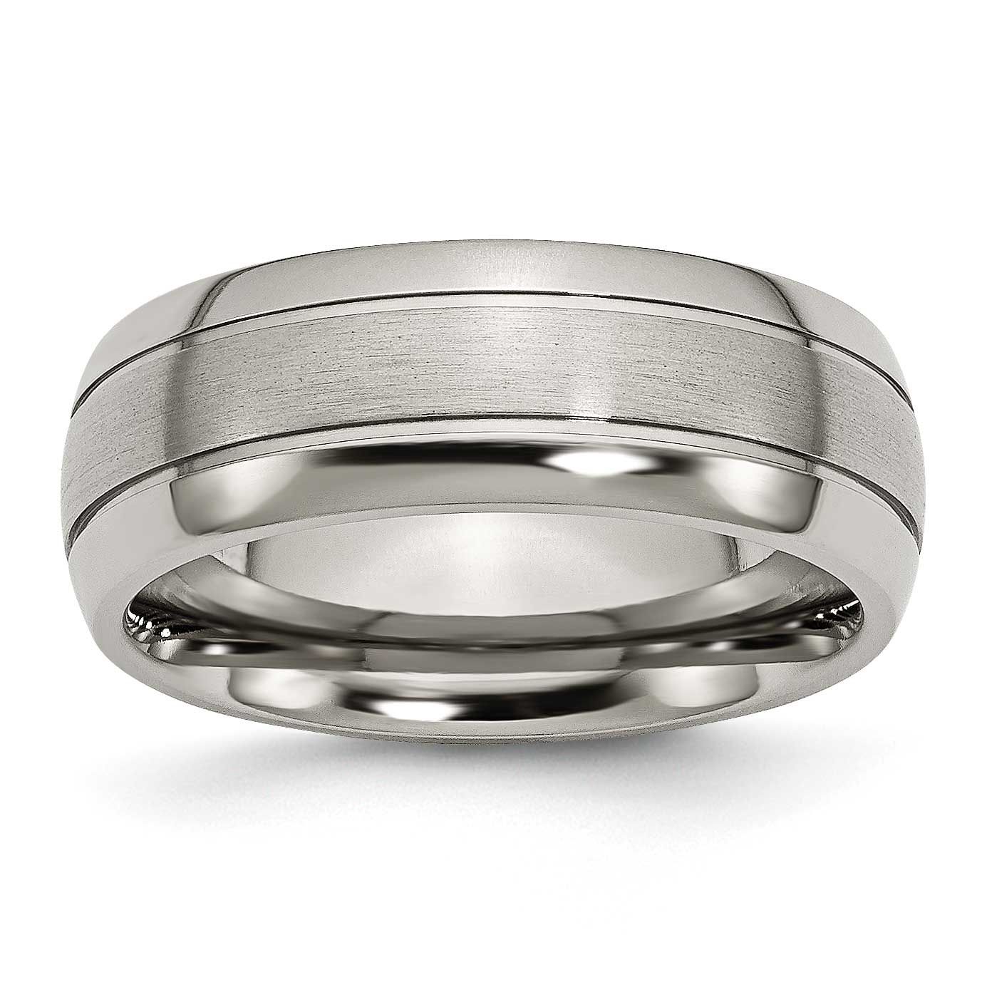 8mm Grooved Band Titanium Brushed and Polished, TB30-11, 883957805870