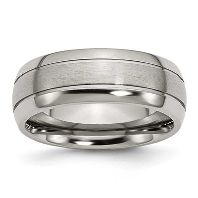 8mm Grooved Band Titanium Brushed and Polished, TB30-11, 883957805870