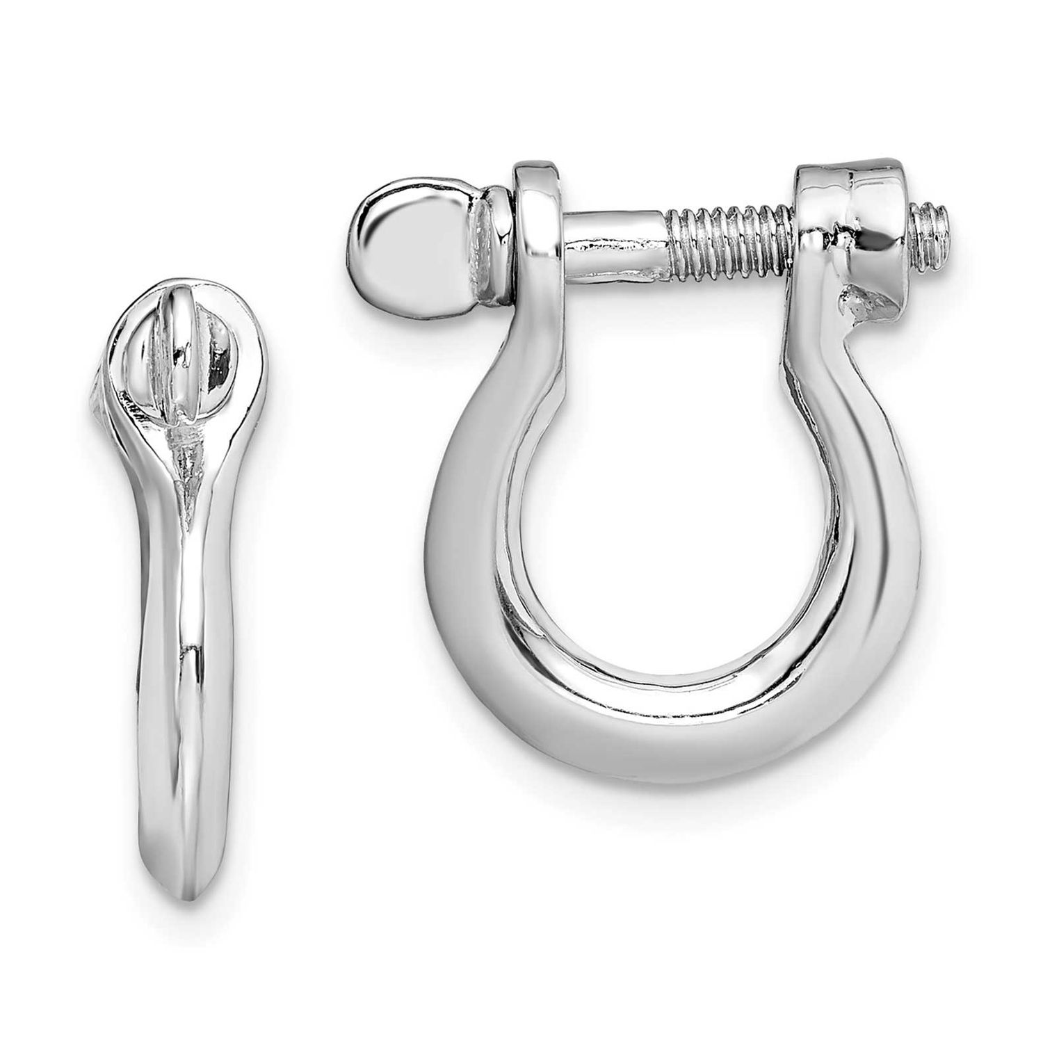 De-Ani Polished Medium Shackle Link Screw Earrings Sterling Silver Rhodium-plated, QE15477, 6372181
