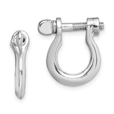 De-Ani Polished Medium Shackle Link Screw Earrings Sterling Silver Rhodium-plated, QE15477, 6372181
