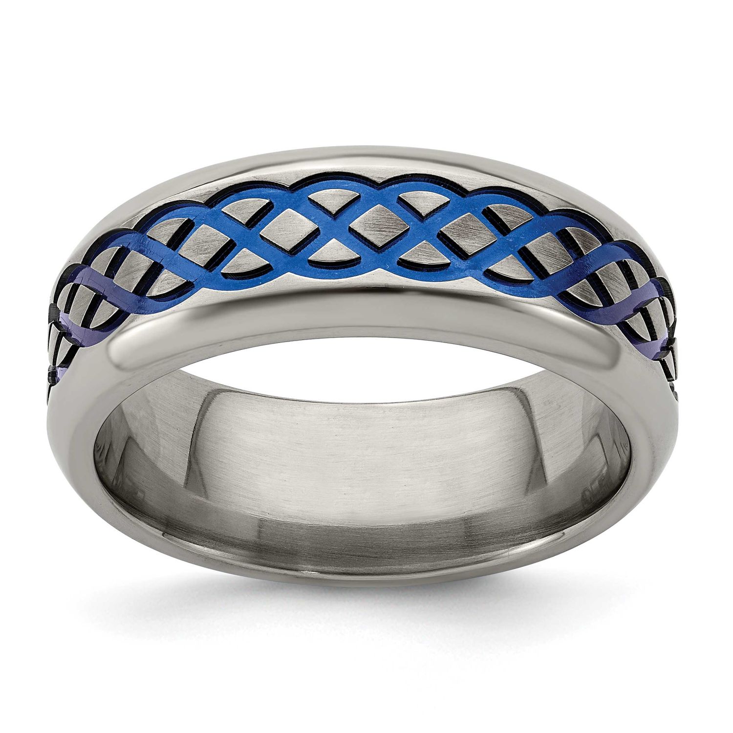 Edward Mirell Blue Anodized Brushed &amp; Polished 8mm Band Titanium, EMR109-11.5, 614664189447