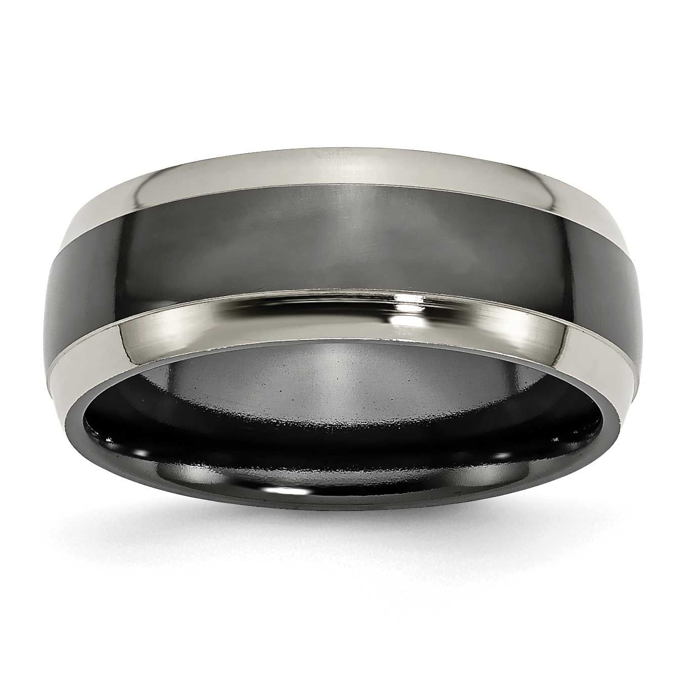 Grey and Black Ti Polished 8mm Band Titanium, TB285-7.5, 886774055541