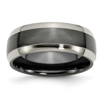 Grey and Black Ti Polished 8mm Band Titanium, TB285-7.5, 886774055541