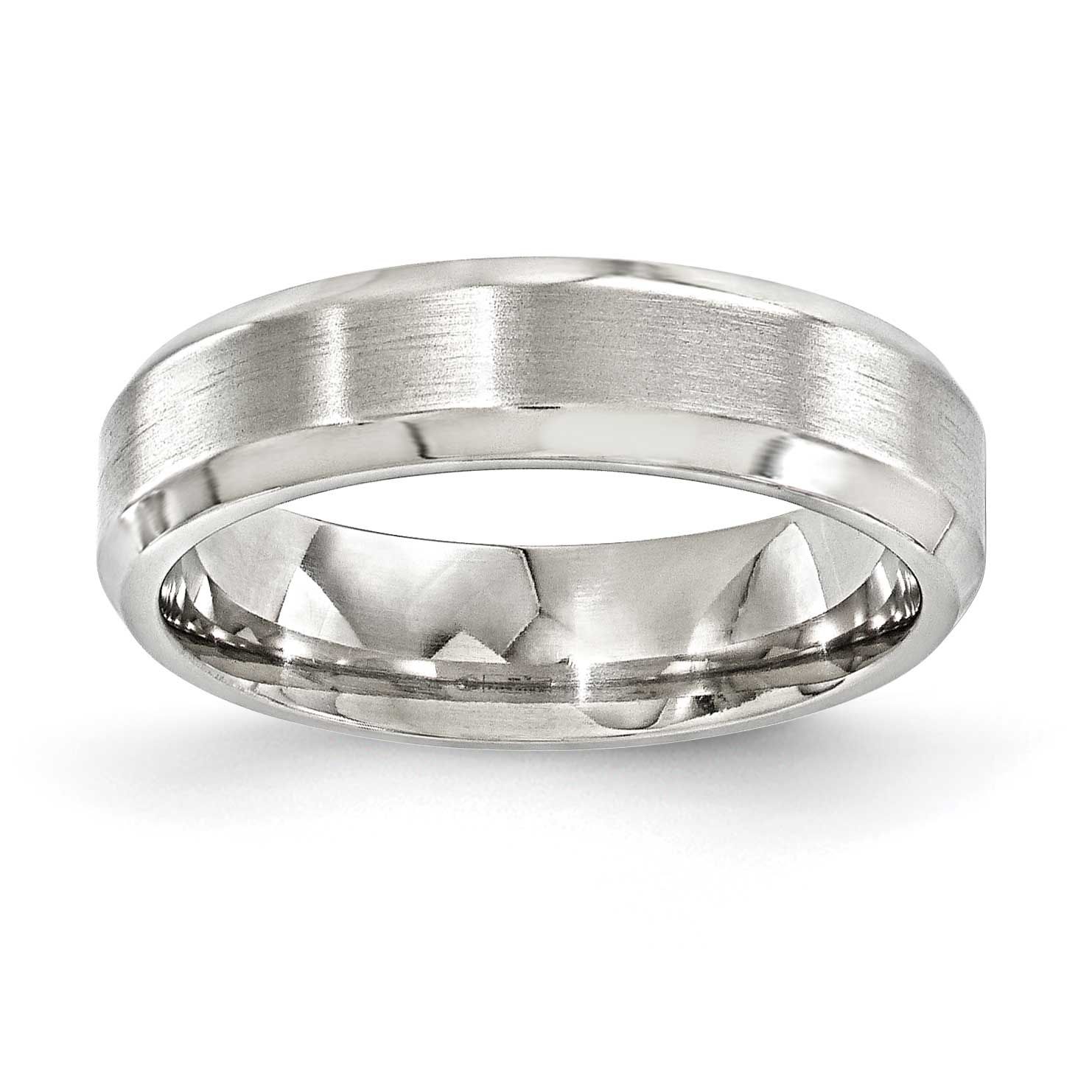 Edward Mirell &amp; Polished Beveled 6mm Band Titanium Brushed, EMR143-7,
