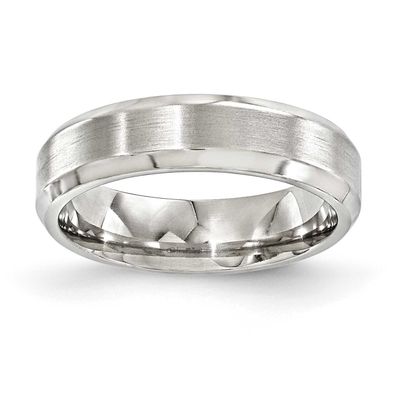 Edward Mirell &amp; Polished Beveled 6mm Band Titanium Brushed, EMR143-7,