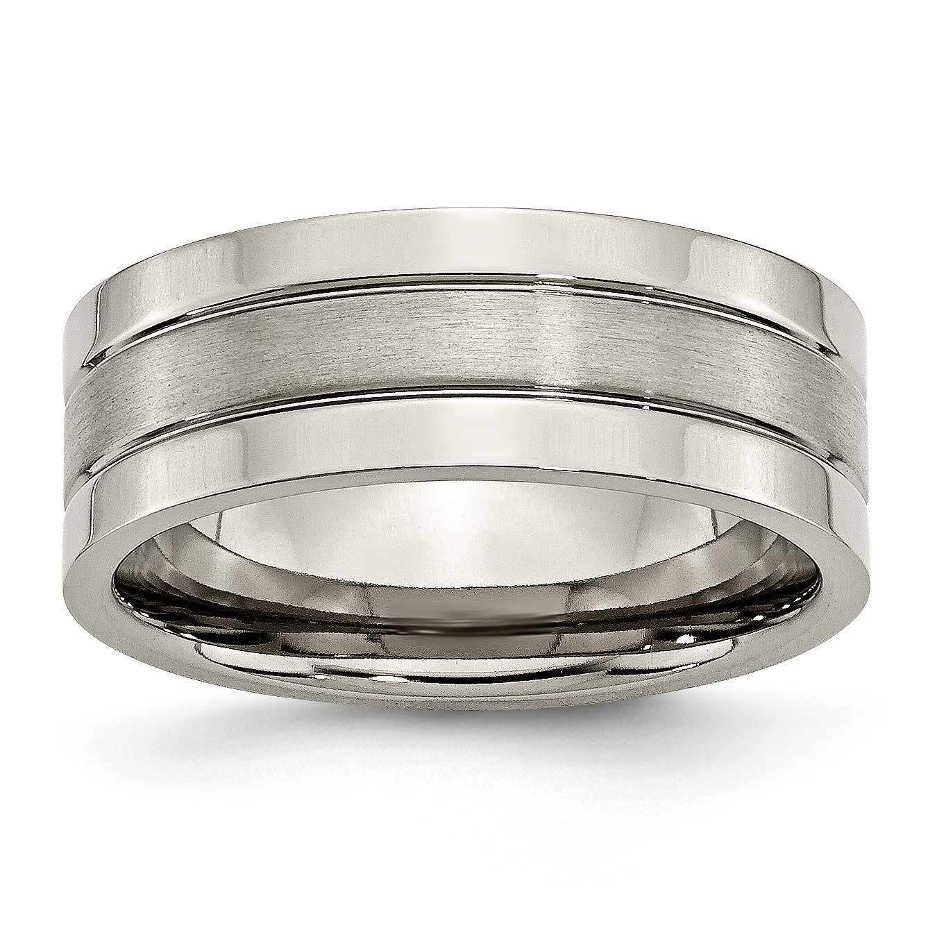 8mm Grooved Band Titanium Brushed Center, TB189-14, 886774047324