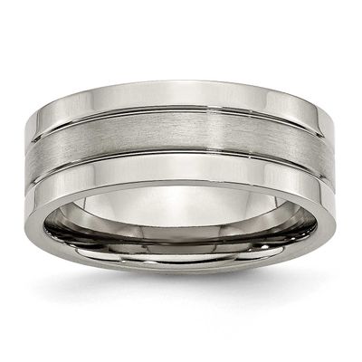 8mm Grooved Band Titanium Brushed Center, TB189-14, 886774047324