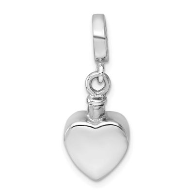 Polished Heart Ash Holder Pendant Sterling Silver Rhodium-plated, QC11504,