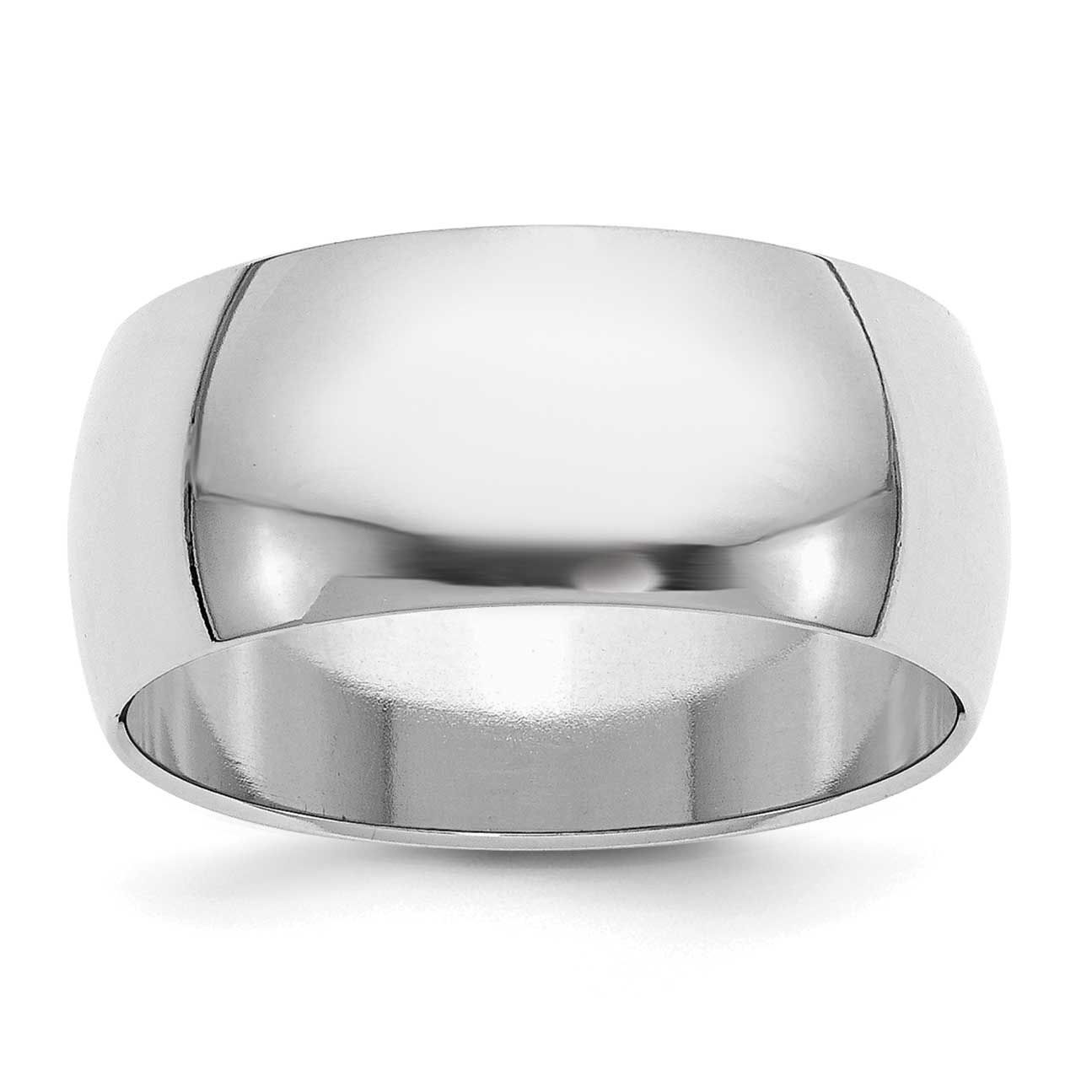 9mm Half-Round Ring Sterling Silver Rhodium-plated, QWH090RH-4,
