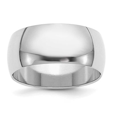 9mm Half-Round Ring Sterling Silver Rhodium-plated, QWH090RH-4,