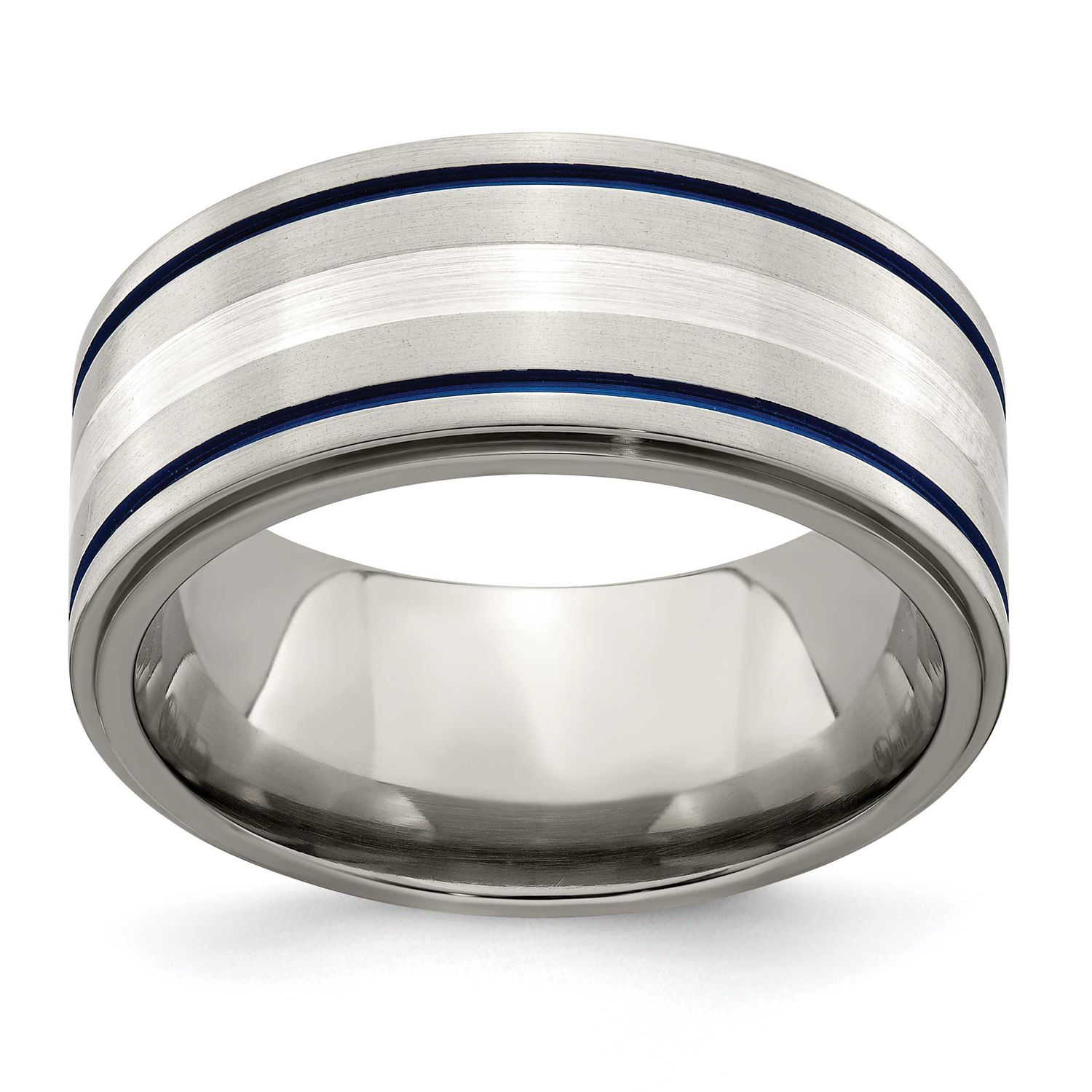 Edward Mirell Argentium Sterling Silver Anodized 10mm Band Titanium, EMR106-12.5, 886774278070
