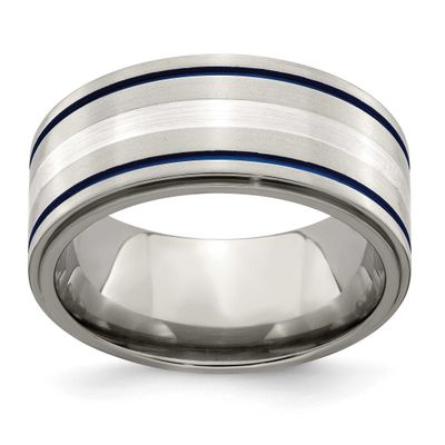 Edward Mirell Argentium Sterling Silver Anodized 10mm Band Titanium, EMR106-12.5, 886774278070