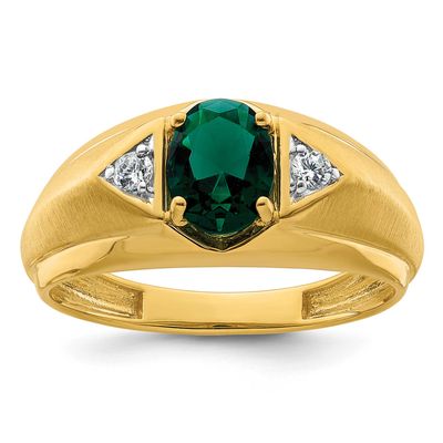 IBGoodman Men&#39;s Cr. Emerald Complete Lab Grown VS/SI FGH Diamond Ring 14k Gold, B220061-4YCE/LG, 19