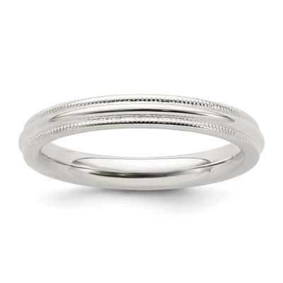 3mm Comfort Ring Fit Half Round Milgrain Sterling Silver, QCFM030-9.5, 886774338927