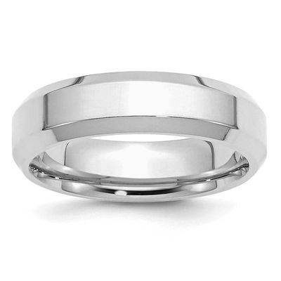 6mm Bevel Edge Ring Sterling Silver Rhodium-plated, QBEC060RH-13, 883957183800