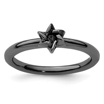Black-plated Star of David Ring Sterling Silver, QSK1950-9, 191101721915