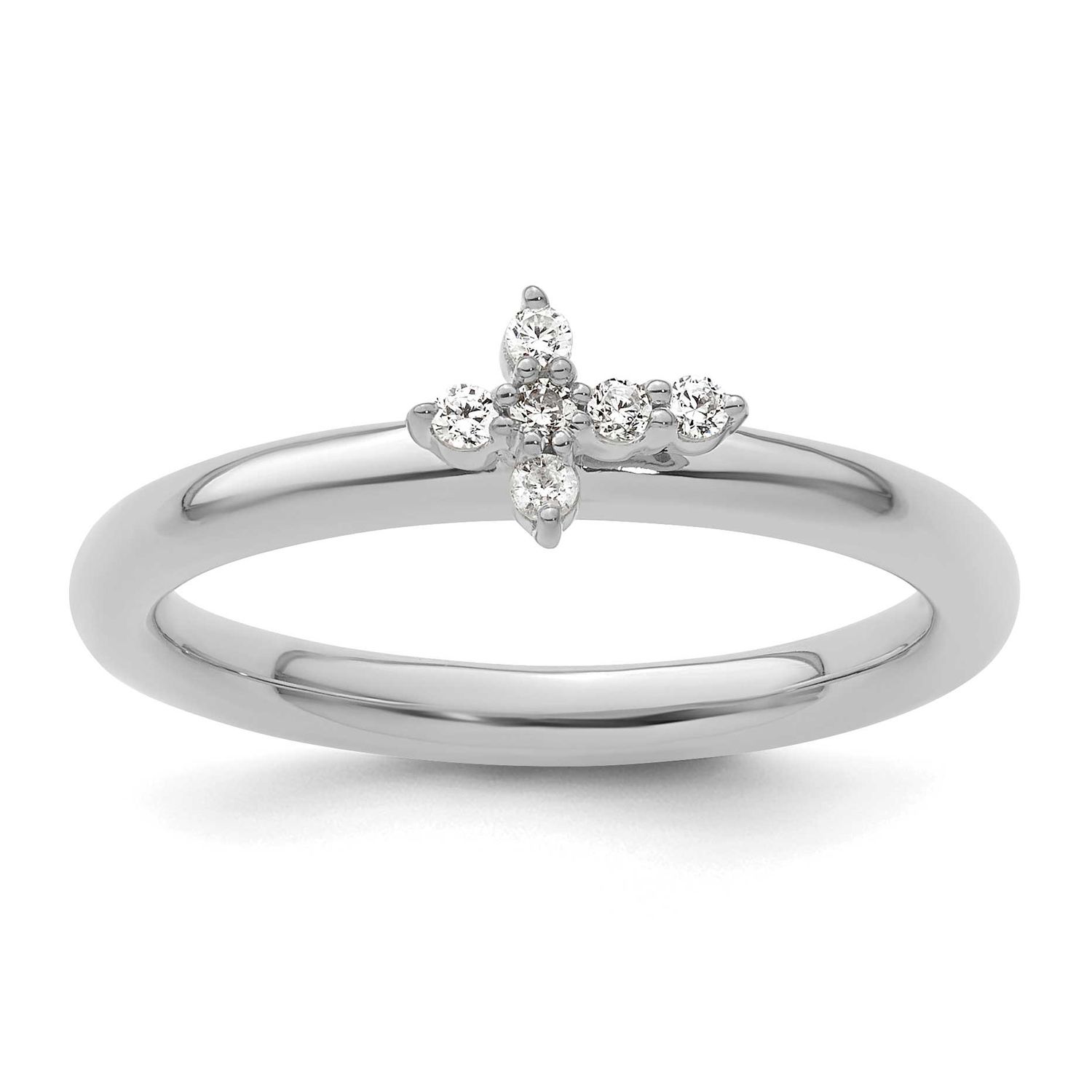 Diamond Cross Ring 14k White Gold, SK2190-5, 196904274293