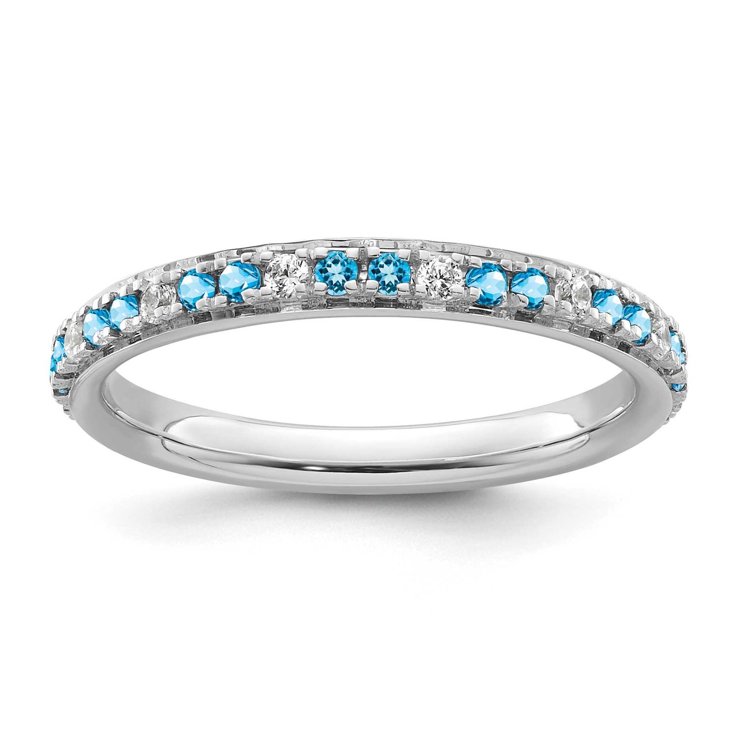 Blue Topaz and Diamond Ring 14k White Gold, SK2208-8,