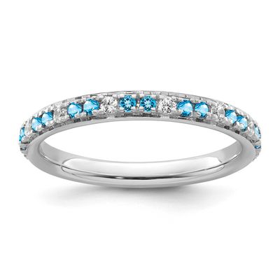 Blue Topaz and Diamond Ring 14k White Gold, SK2208-8,