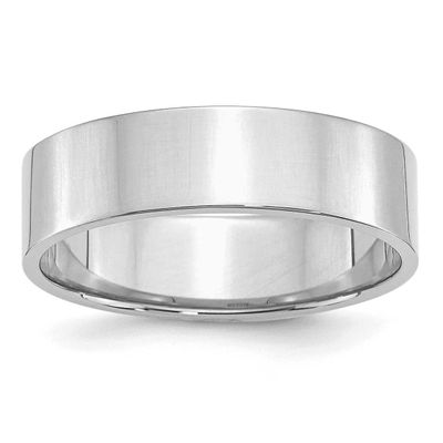 6mm Flat Ring Sterling Silver Rhodium-plated, QWFB060RH-13.5,