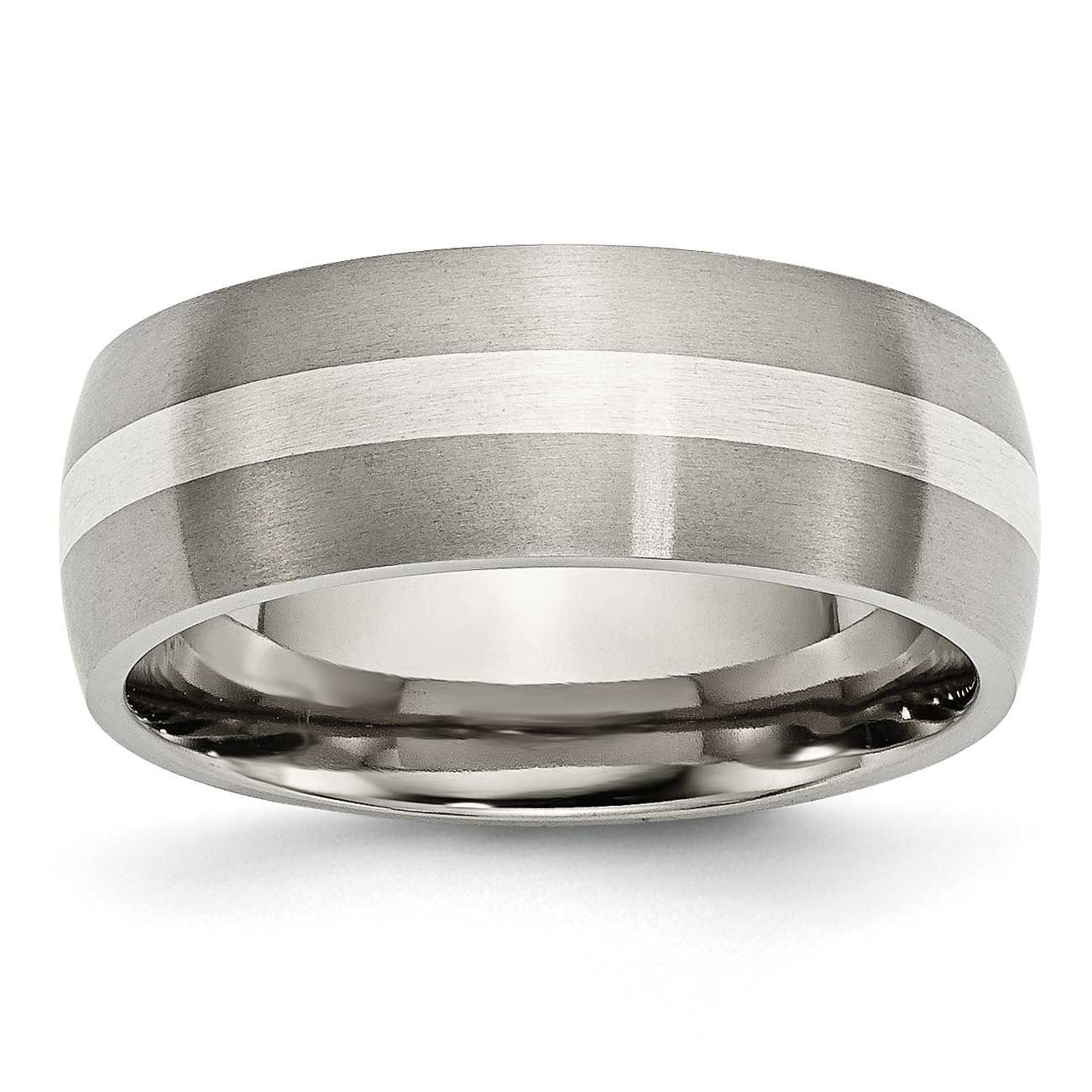 Sterling Silver Inlay 8mm Band Titanium Brushed, TB211-7.5, 883957796857