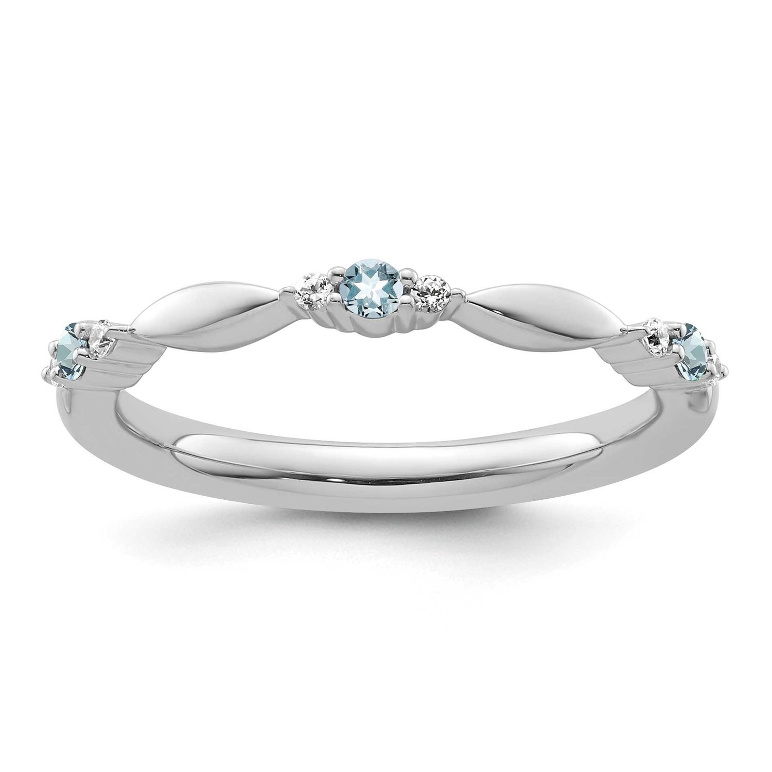 Aquamarine and Diamond Ring 14k White Gold, SK2155-7,