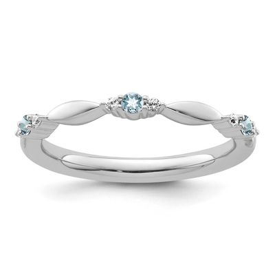 Aquamarine and Diamond Ring 14k White Gold, SK2155-7,