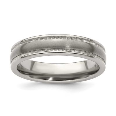 Edward Mirell Polished Tri Dome Milgrain 5mm Band Titanium Brushed, EMR155-5MM-7, 196904347751