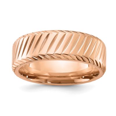 Rose IP-plated Grooved 8mm Band Stainless Steel Polished, SR722-12.5, 196904255155
