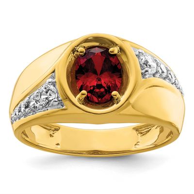 IBGoodman Men&#39;s Cr. Ruby Complete Lab Grown VS/SI FGH Diamond Ring 14k Gold, B220070-4YCR/LG, 19690